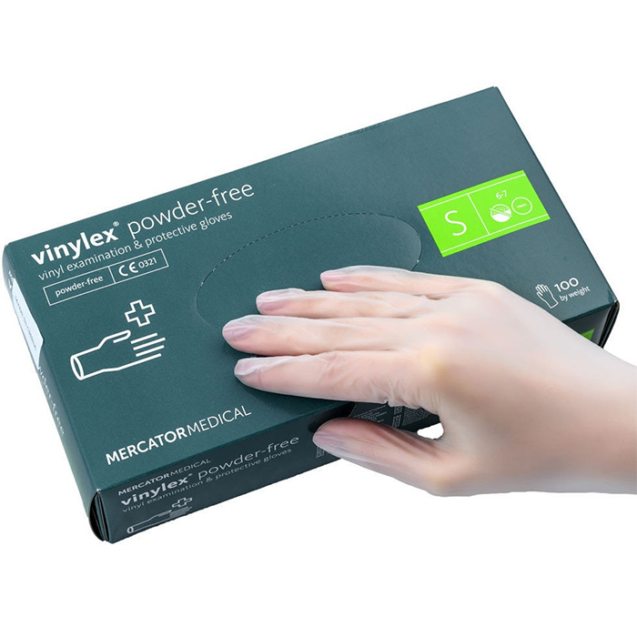 Перчатки виниловые MERCATOR Vinylex Powder-Free неопудренные, размер S ...